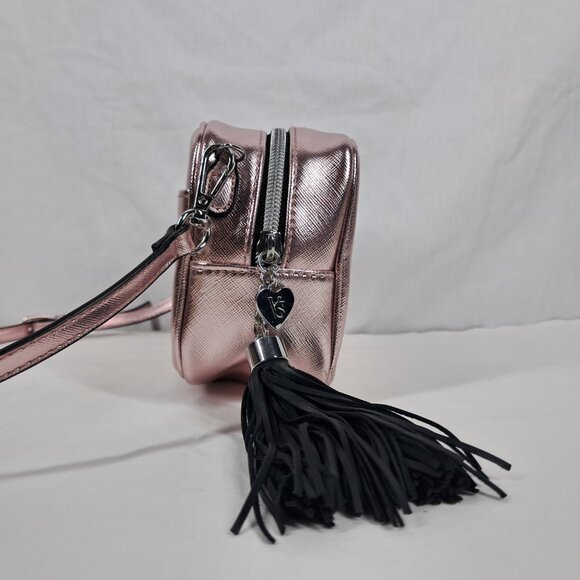 Victoria's Secret Metallic Rose Pink Small Crossbody Tassel Purse Clutch - Picture 5 of 15